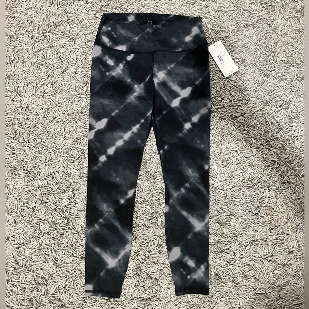 Varley Black and Gray Tie-Dye Leggings